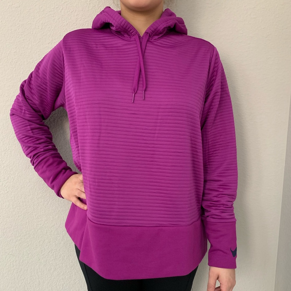 Women's NIKE Dri-Fit Ribbed Hoodie Purple
